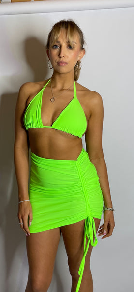 Triangle Top & Ruched Mini - FLO LIME