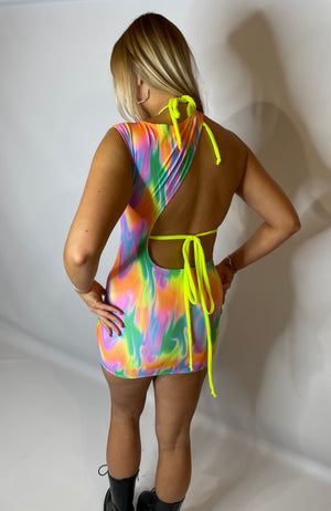 Ibiza Dress & Triangle Top (2 Pieces) - MULTI FLAME & FLO YELLOW