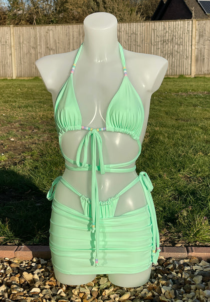 Mint Pastel Bikini Set (3 Pieces)