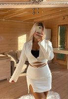 White Cropped Suit Two Piece