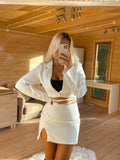 White Cropped Suit Two Piece